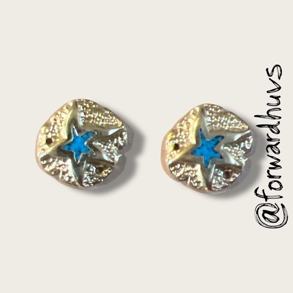 Starfish Post Earrings with Turquoise Colored Inlay